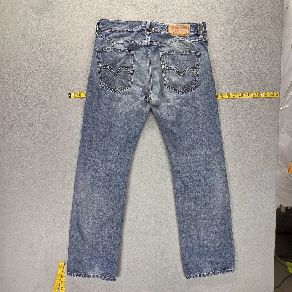 Diesel Jeans Mens 31x30 Blue Larkee Regular Straight Distressed Button Fly 0800Z